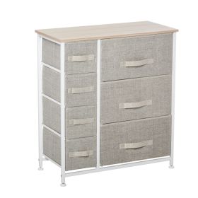 HOMCOM 7-Drawer Fabric Dresser with Easy-Pull Bins, Metal Frame for Bedroom Storage, Gray