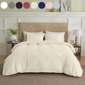Serta Simply Clean Solid Duvet Cover King (Option: Milk white-King)