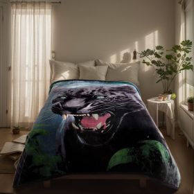 Heavy Plush Soft King Size Blankets, Mink Velvet Fleece Blanket - Printed Raschel Bed Blanket, Thick Raschel Printed Mink Blanket For Bed, Home (Color: Panther, size: KING)