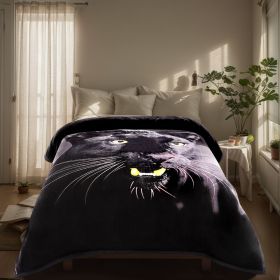 Heavy Plush Soft King Size Blankets, Mink Velvet Fleece Blanket - Printed Raschel Bed Blanket, Thick Raschel Printed Mink Blanket For Bed, Home (Color: black Tiger, size: QUEEN)