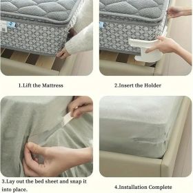 Sheet Grippers for Bed - Strong Locking Clips Keep Fitted Sheets Tight on All Mattress Sizes - Never Come Loose Again (Color: White 4pcs)