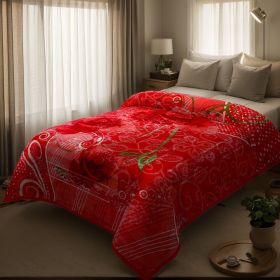 Heavy Plush Soft King Size Blankets, Mink Velvet Fleece Blanket - Printed Raschel Bed Blanket, Thick Raschel Printed Mink Blanket For Bed, Home (Color: Peony, size: KING)