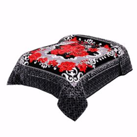 Heavy Plush Soft King Size Blankets, Mink Velvet Fleece Blanket - Printed Raschel Bed Blanket, Thick Raschel Printed Mink Blanket For Bed, Home (Color: black Rose, size: QUEEN)